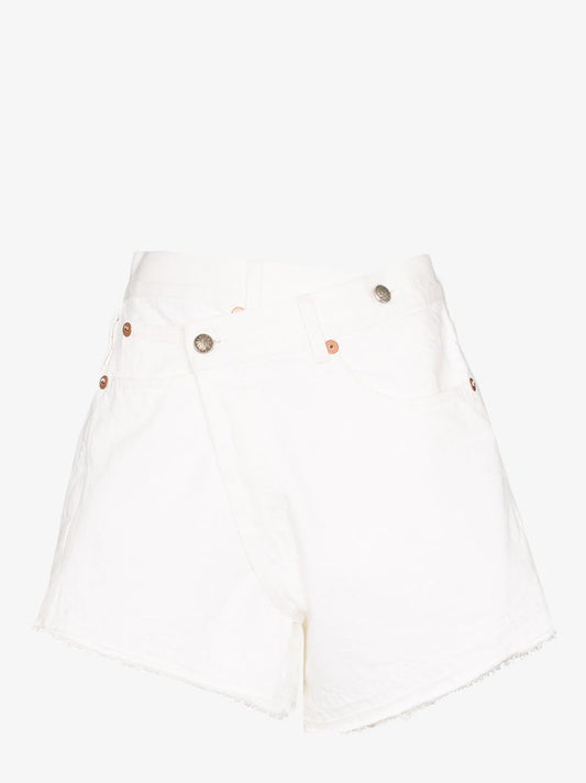 Crossover Waist Denim Shorts