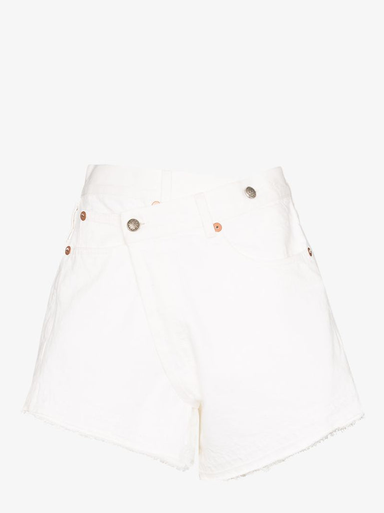 Crossover Waist Denim Shorts