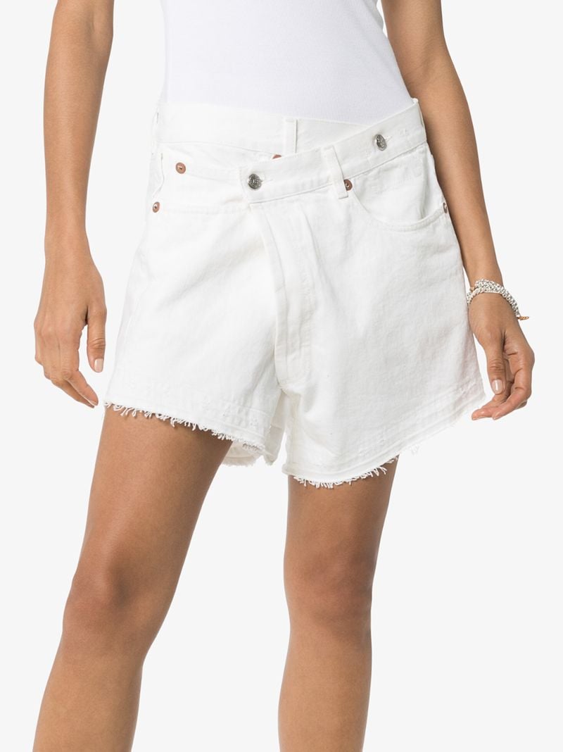 Crossover Waist Denim Shorts