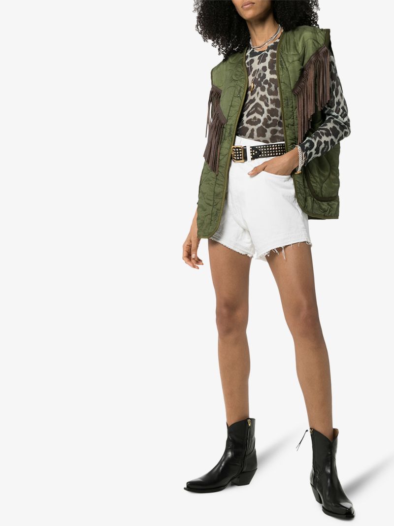 Crossover Waist Denim Shorts
