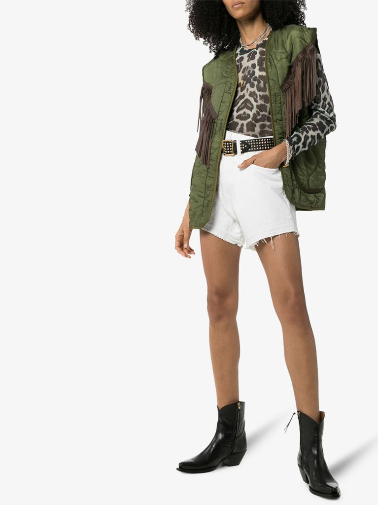 Crossover Waist Denim Shorts