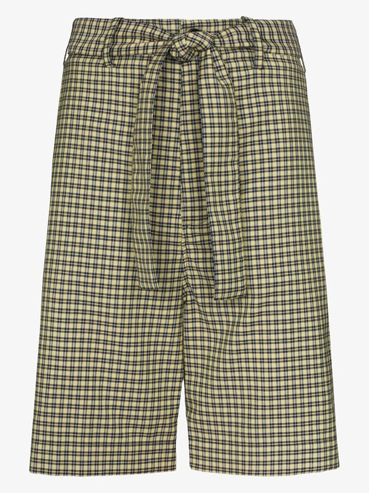 Tie Waist Check Shorts