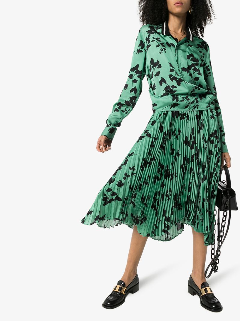 Leaf Print Midi Shirt Dress