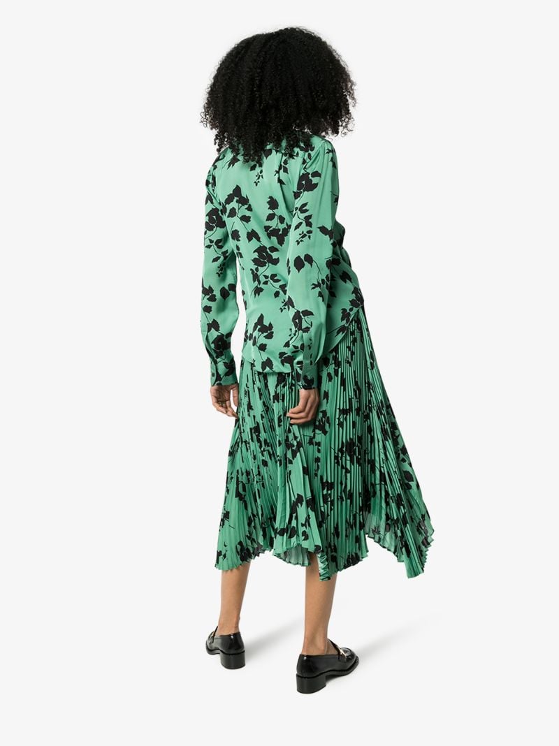 Leaf Print Midi Shirt Dress
