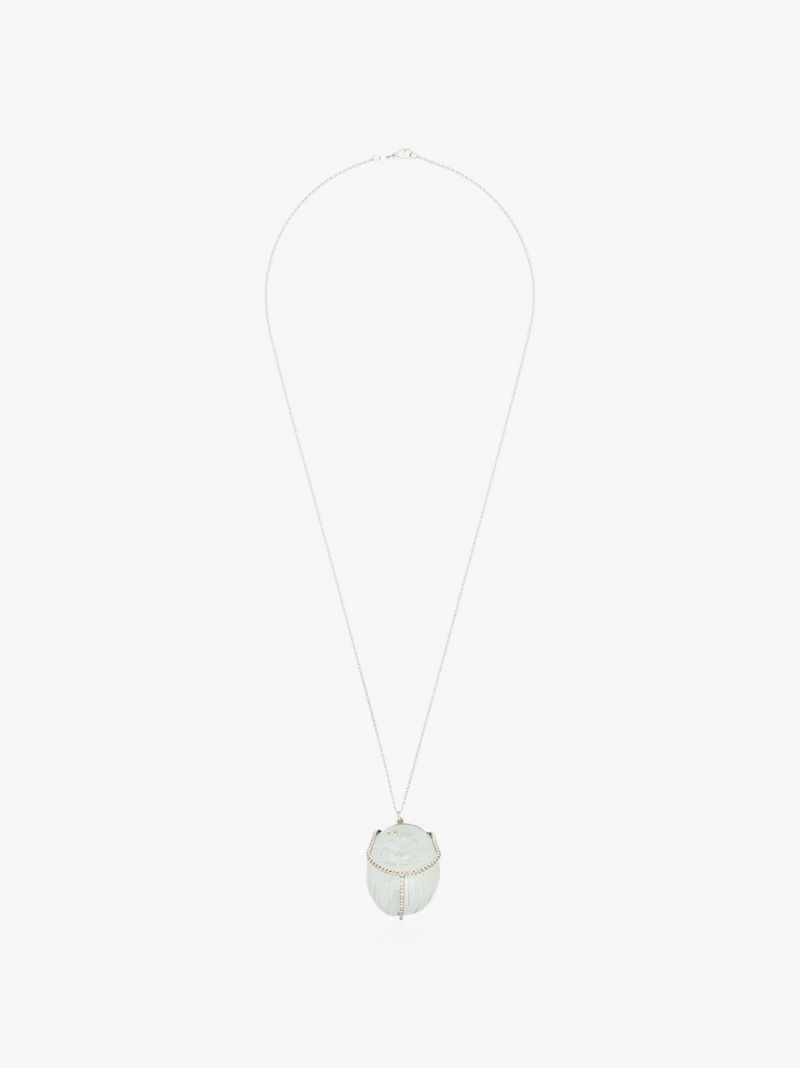 18k White Gold Aquamarine Diamond Pendant Necklace