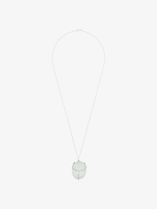 18k White Gold Aquamarine Diamond Pendant Necklace