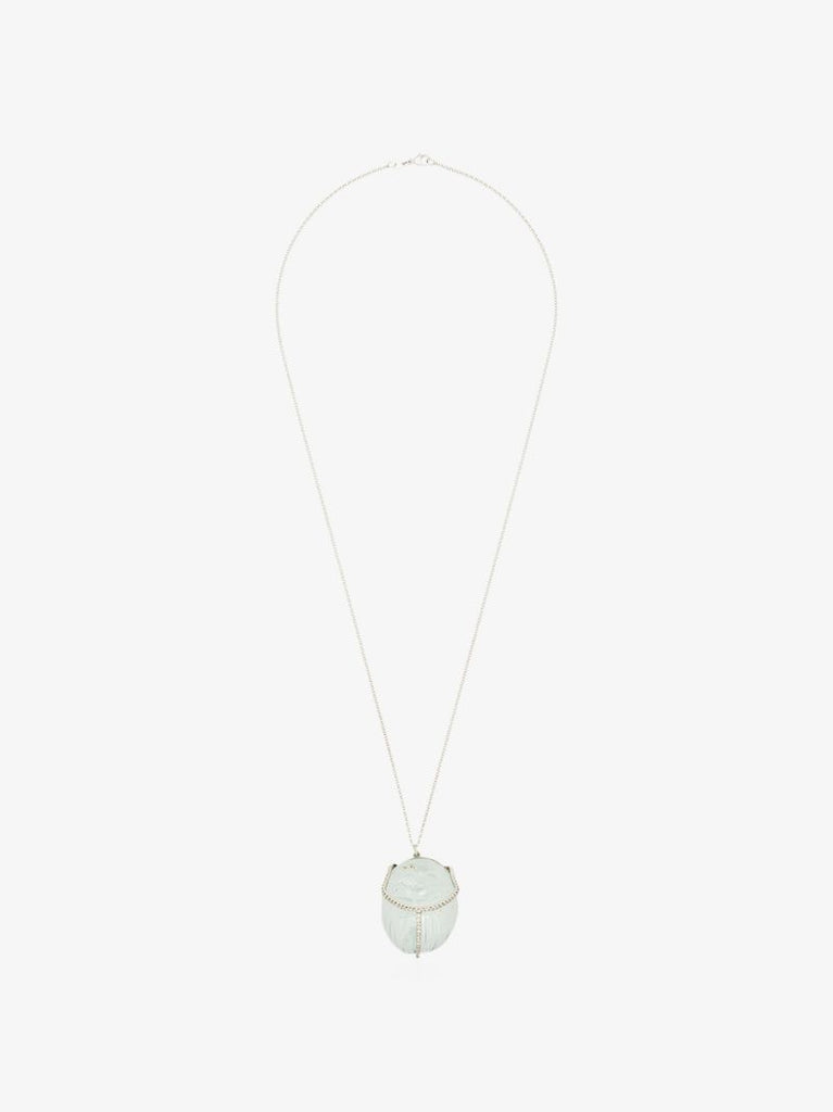 18k White Gold Aquamarine Diamond Pendant Necklace