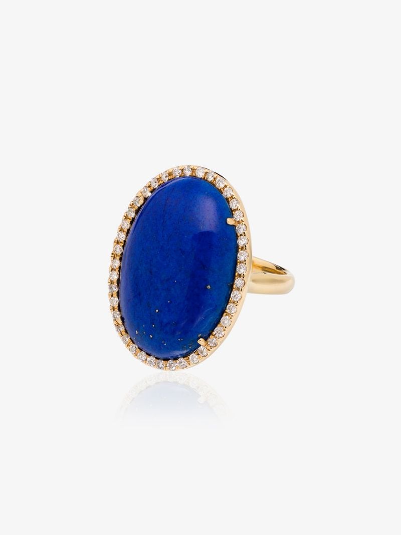 18k Yellow Gold Lapis Lazuli Diamond Ring
