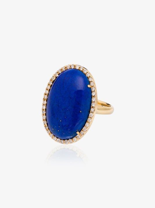 18k Yellow Gold Lapis Lazuli Diamond Ring