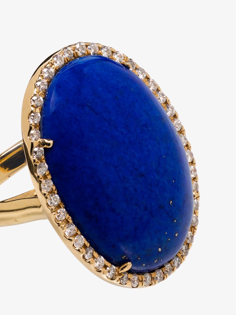 18k Yellow Gold Lapis Lazuli Diamond Ring