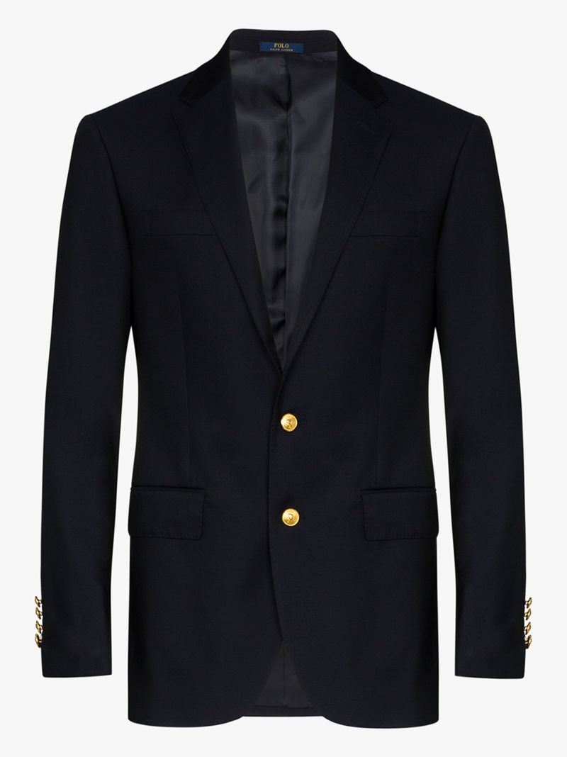 Blue Single-breasted Wool Blazer