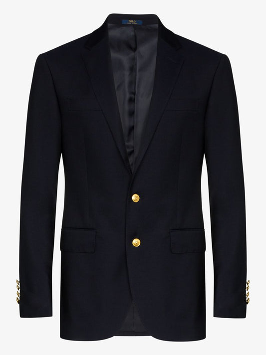Blue Single-breasted Wool Blazer