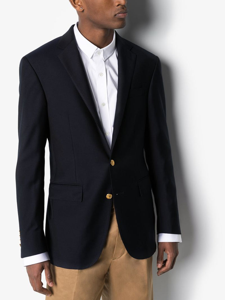 Blue Single-breasted Wool Blazer