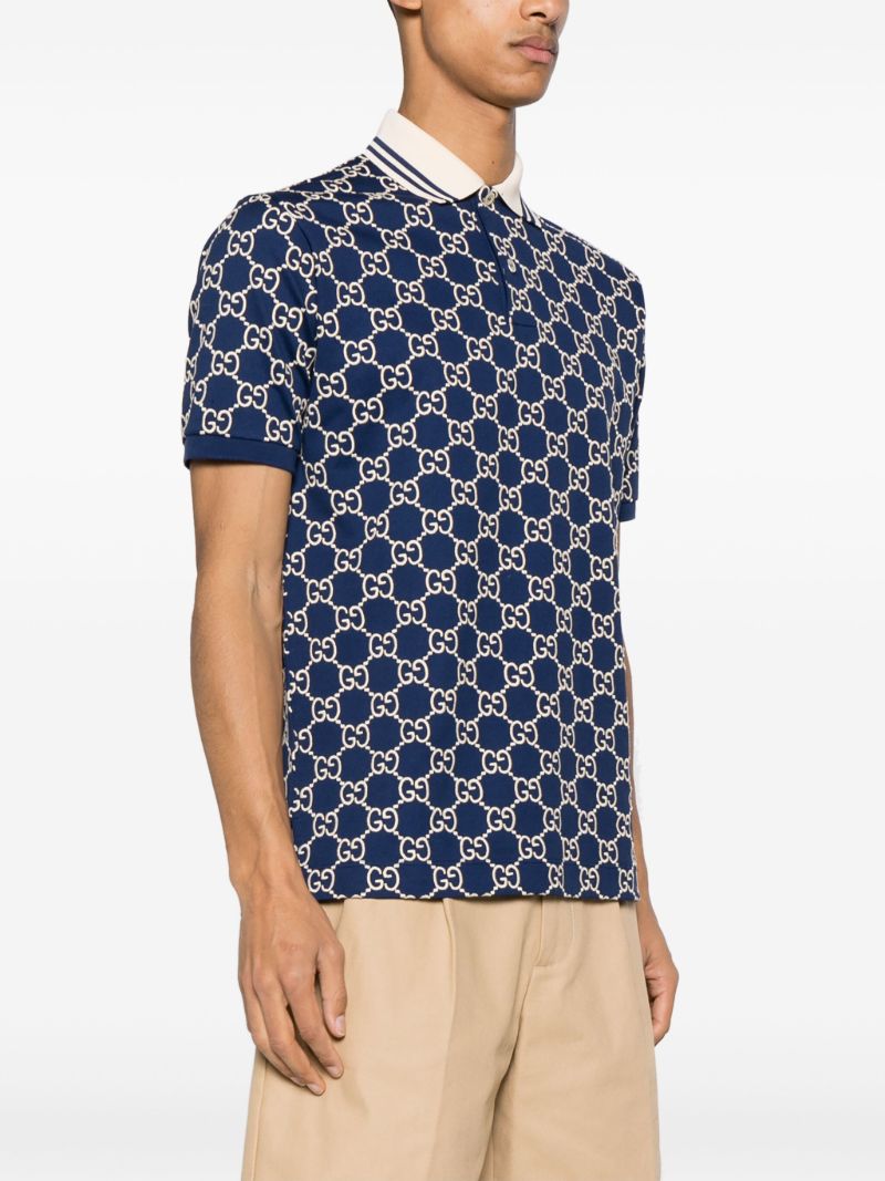 Blue Gg Supreme Embroidered Polo Shirt