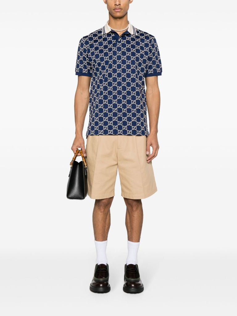 Blue Gg Supreme Embroidered Polo Shirt