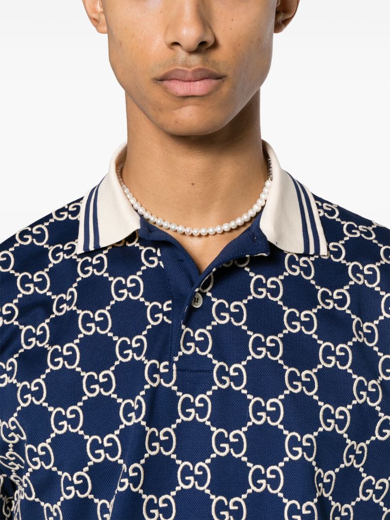 Blue Gg Supreme Embroidered Polo Shirt
