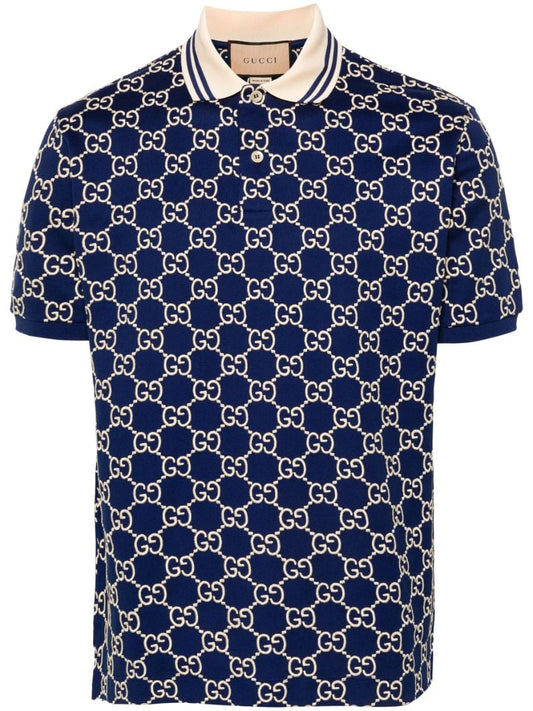 Blue Gg Supreme Embroidered Polo Shirt