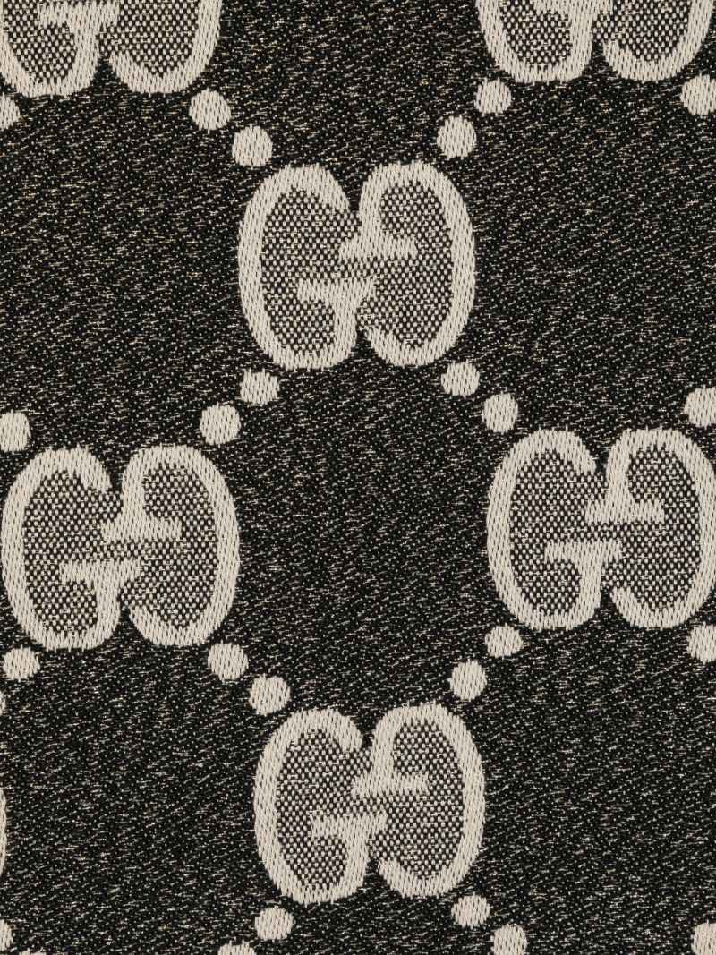 Black Gg Logo Jacquard Wool Scarf