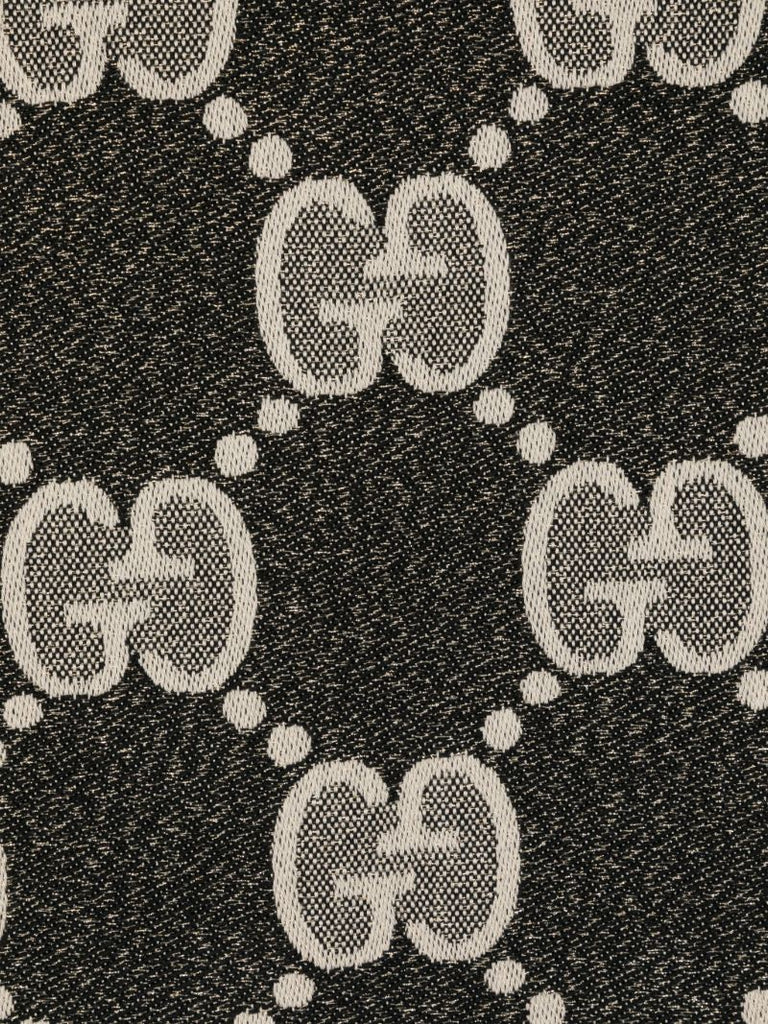 Black Gg Logo Jacquard Wool Scarf
