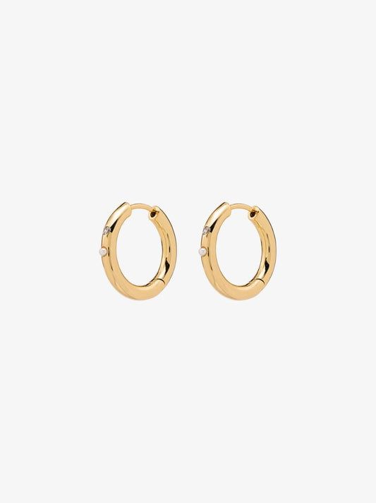 18k Gold-plated Brigitte Pearl Hoop Earrings