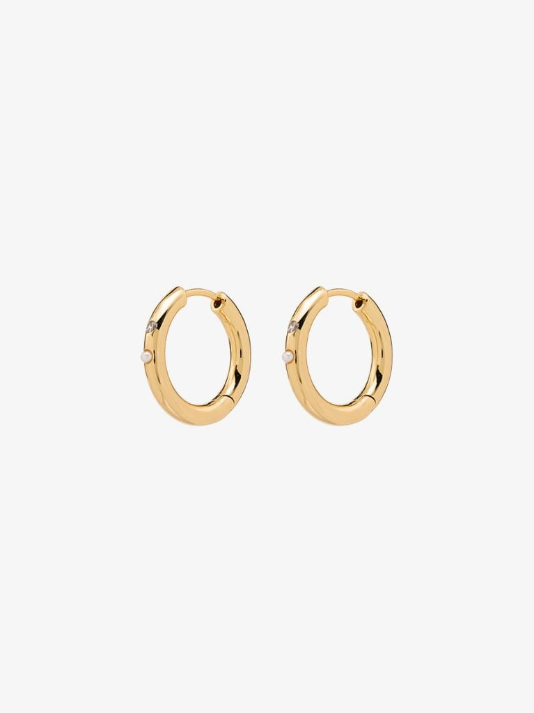 18k Gold-plated Brigitte Pearl Hoop Earrings