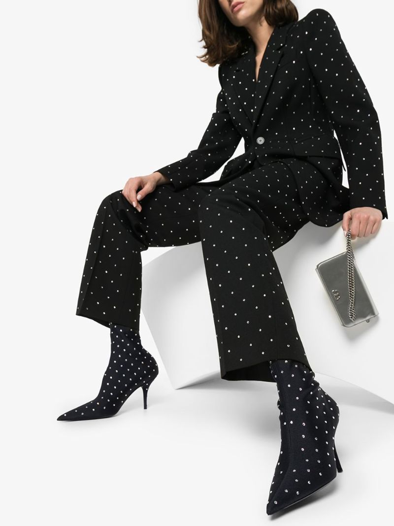 Black Knife 80 Rhinestone Ankle Boots