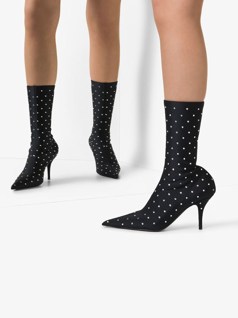 Black Knife 80 Rhinestone Ankle Boots