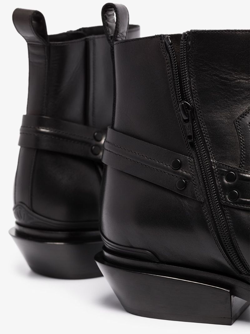 Black Santiago Leather Boots