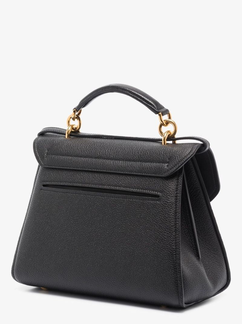 Black Margot Gancini Leather Top Handle Bag