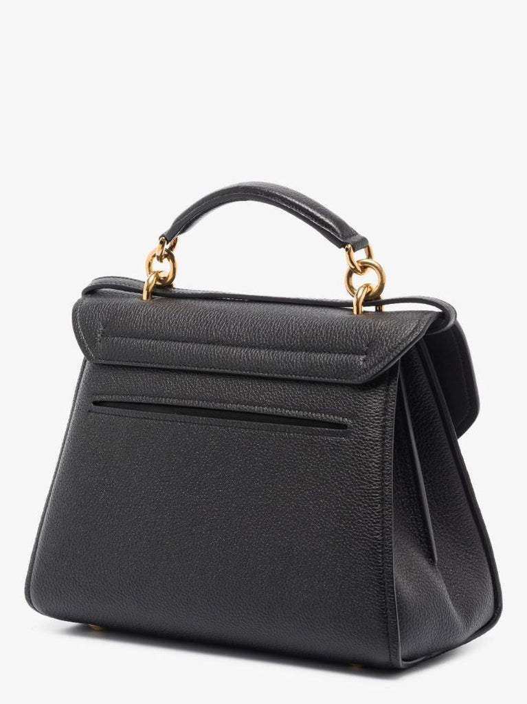 Black Margot Gancini Leather Top Handle Bag