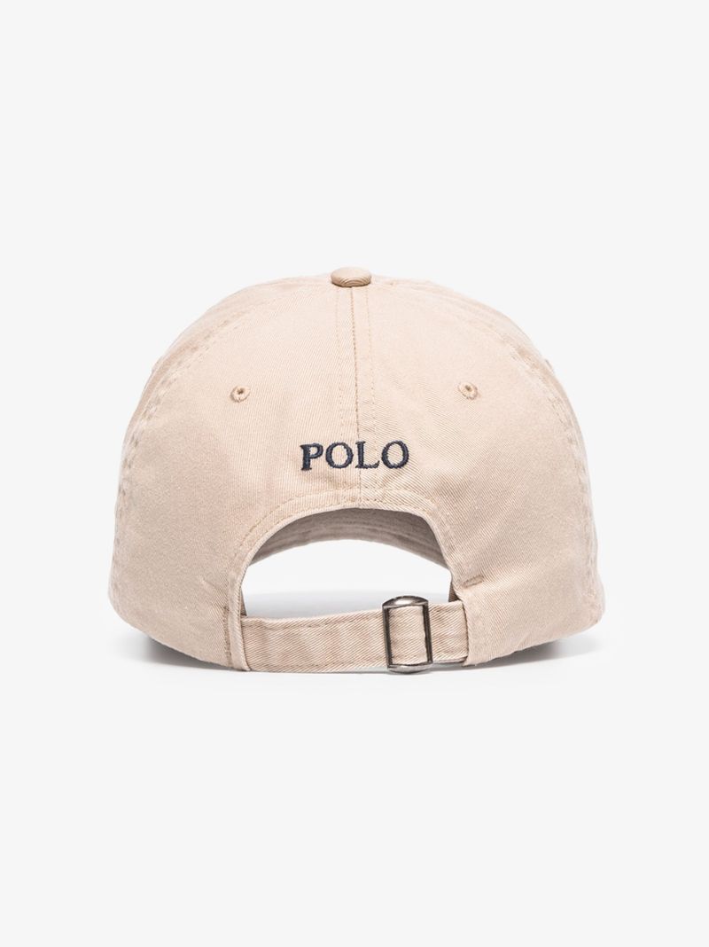 Beige Embroidered Logo Cotton Cap