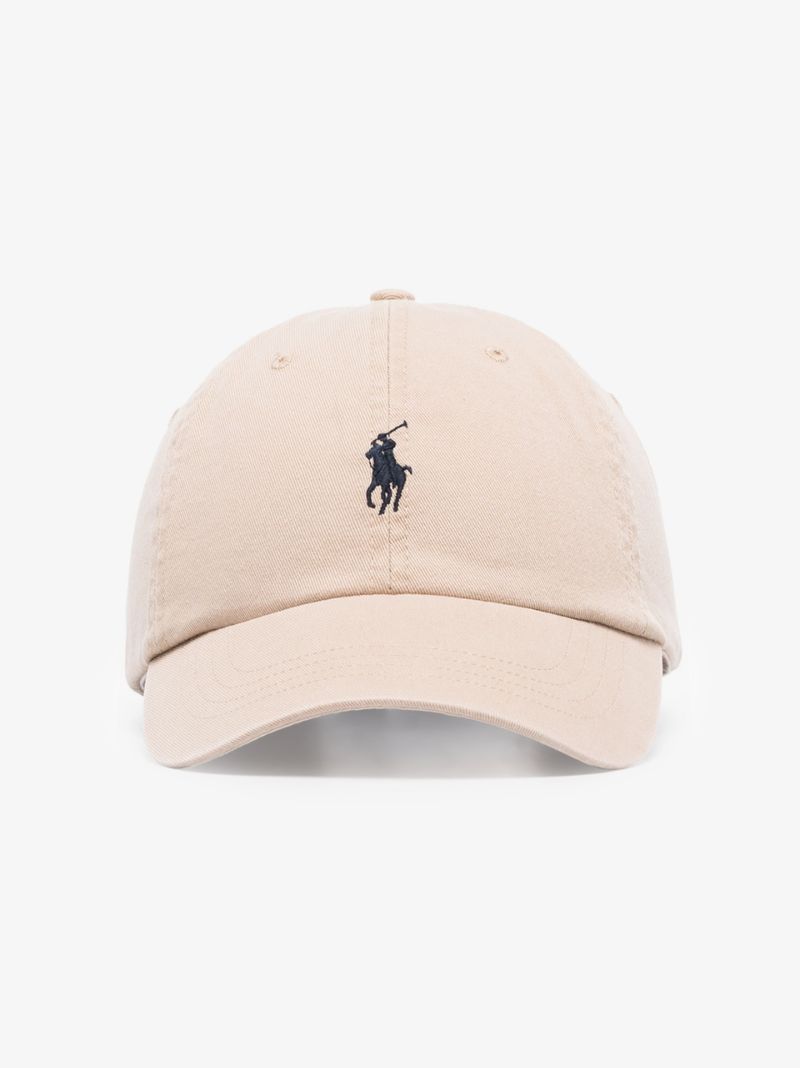 Beige Embroidered Logo Cotton Cap