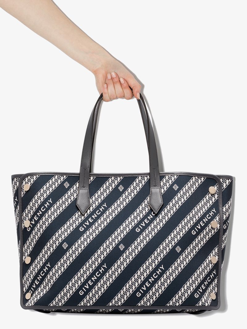 Navy Bond Chain Medium Tote Bag