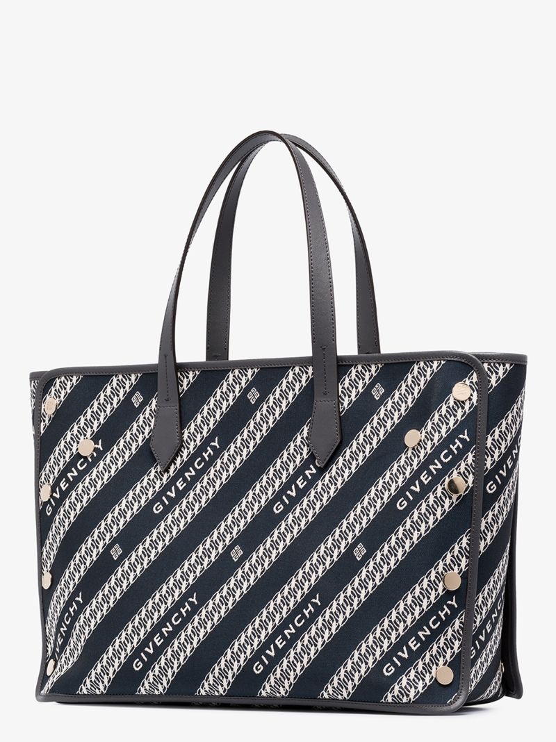 Navy Bond Chain Medium Tote Bag