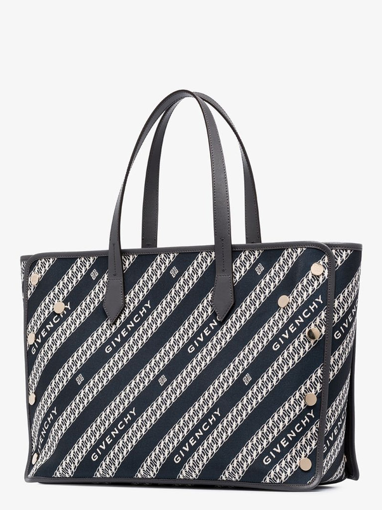 Navy Bond Chain Medium Tote Bag