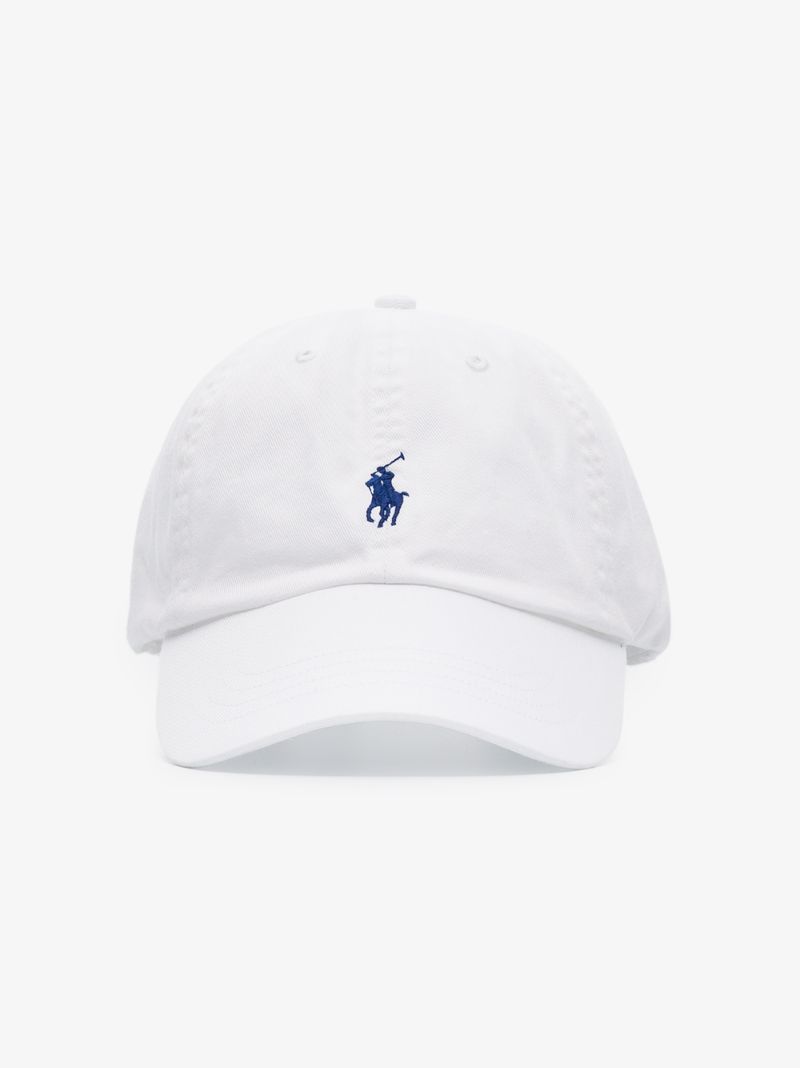 White Logo Embroidered Cotton Cap