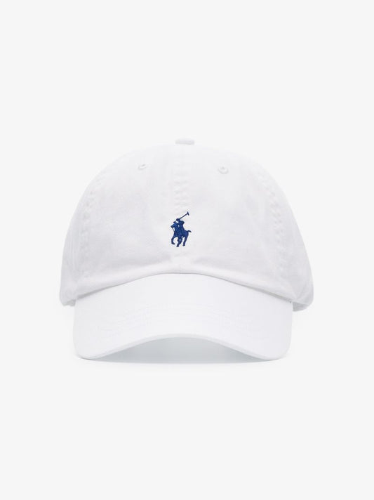 White Logo Embroidered Cotton Cap