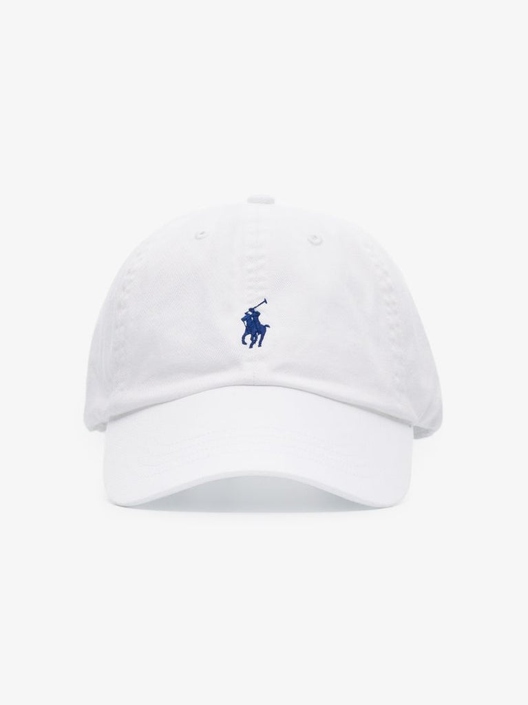White Logo Embroidered Cotton Cap
