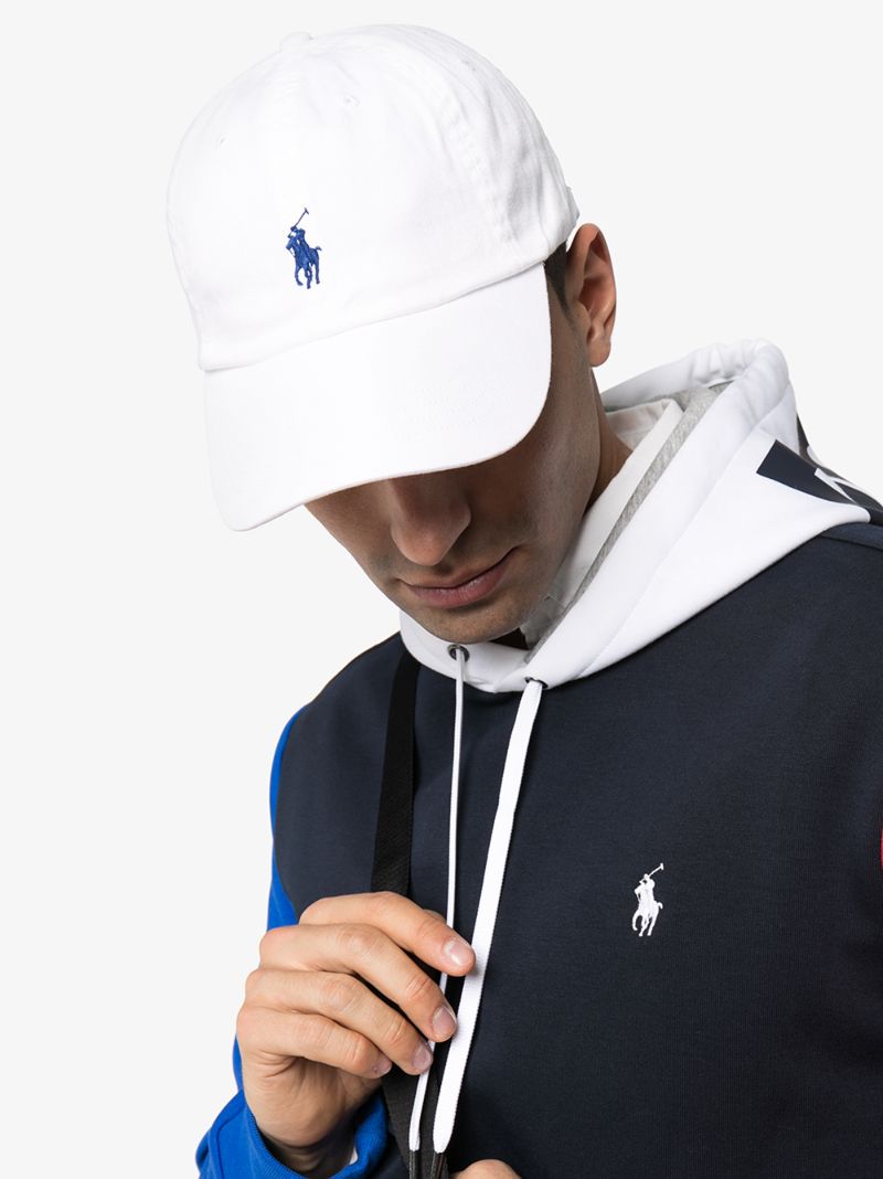 White Logo Embroidered Cotton Cap
