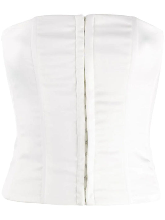 White Lace-up Bustier Top