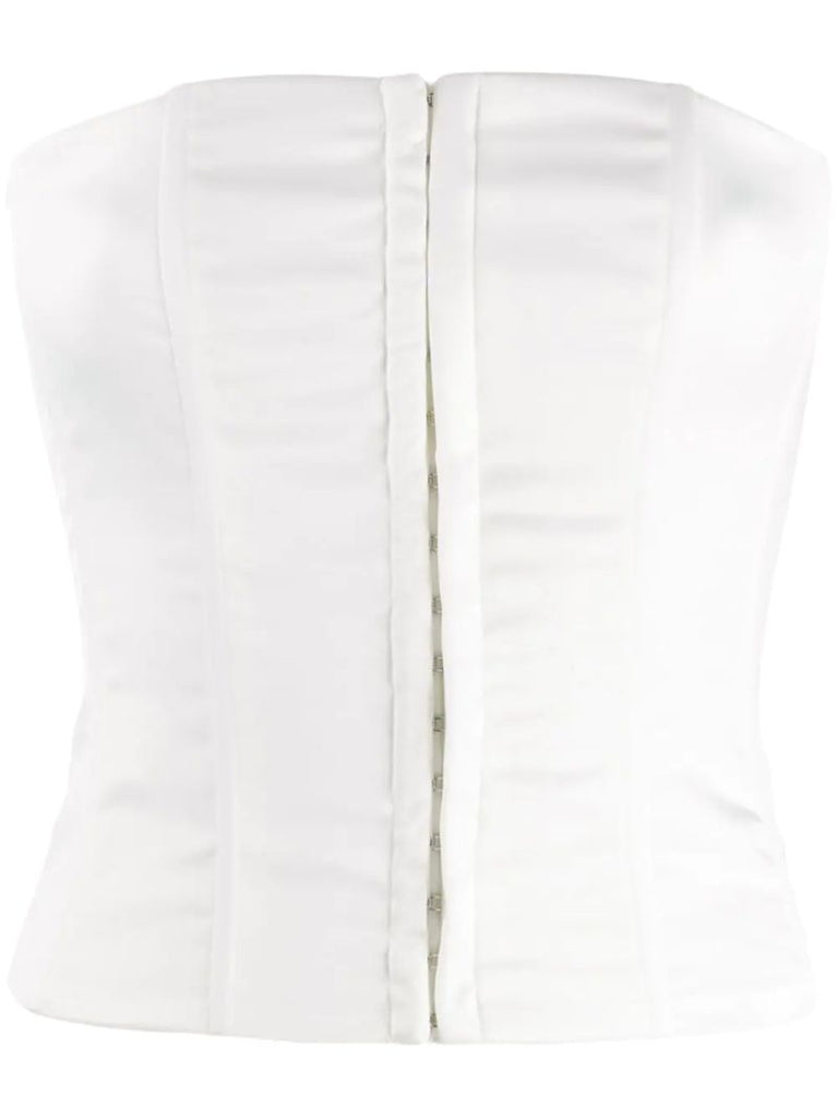 White Lace-up Bustier Top
