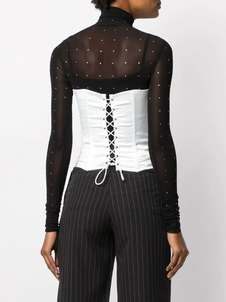 White Lace-up Bustier Top