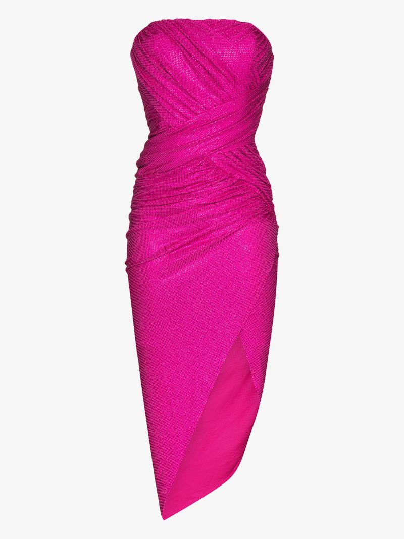 Gathered Wrap Front Bandeau Dress