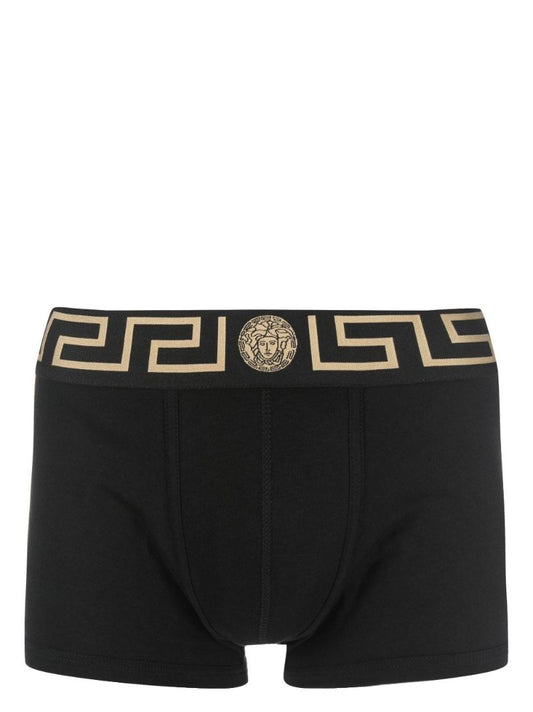 Black Greca Border Cotton Boxer Briefs