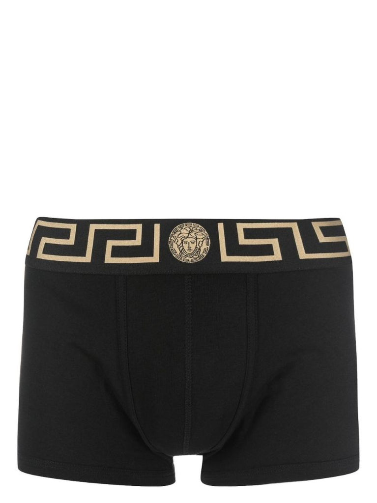 Black Greca Border Cotton Boxer Briefs