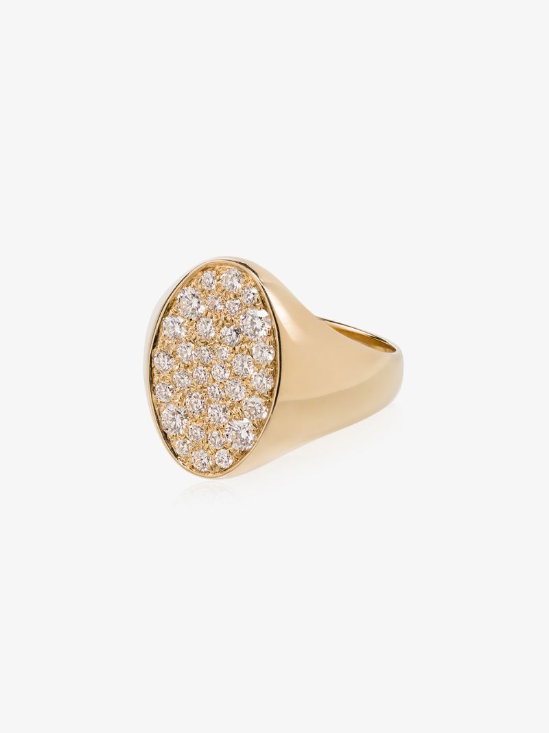 14k Yellow Gold Galaxy Diamond Signet Ring