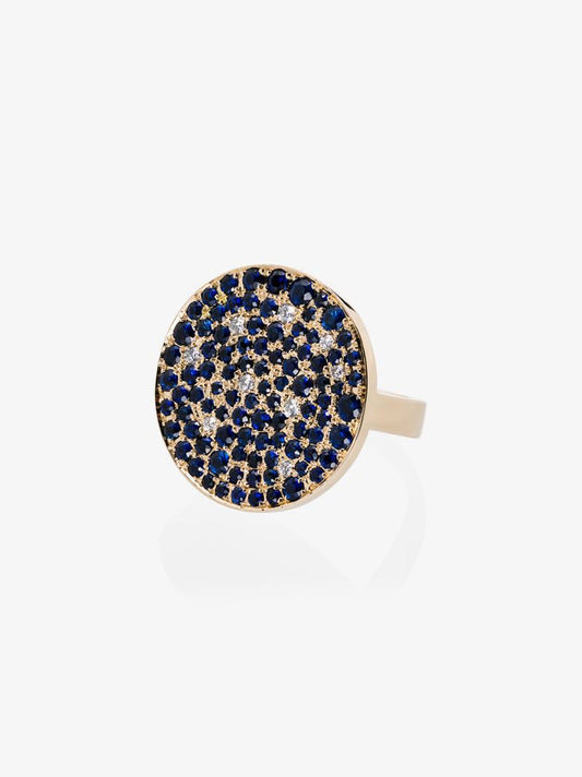 14k Yellow Gold Diamond and Sapphire Galaxy Ring