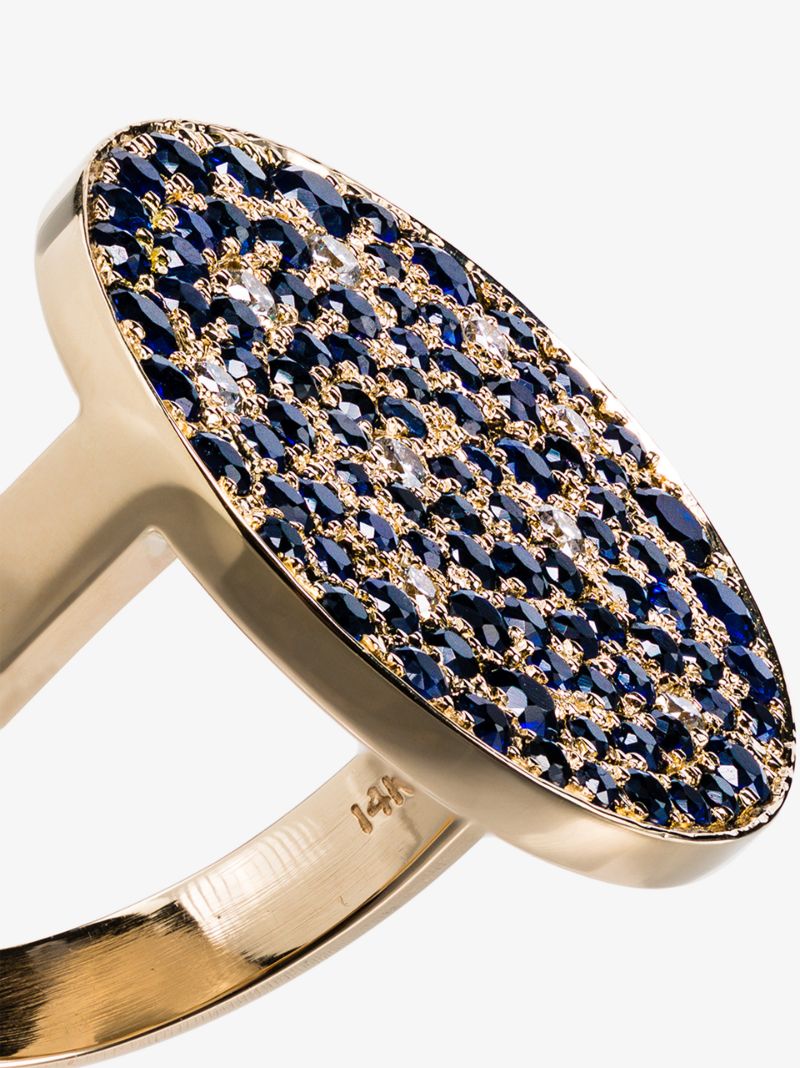 14k Yellow Gold Diamond and Sapphire Galaxy Ring
