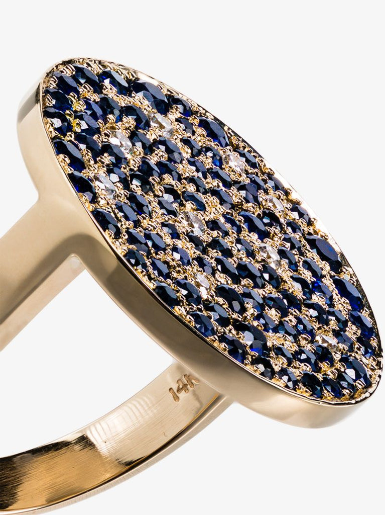 14k Yellow Gold Diamond and Sapphire Galaxy Ring
