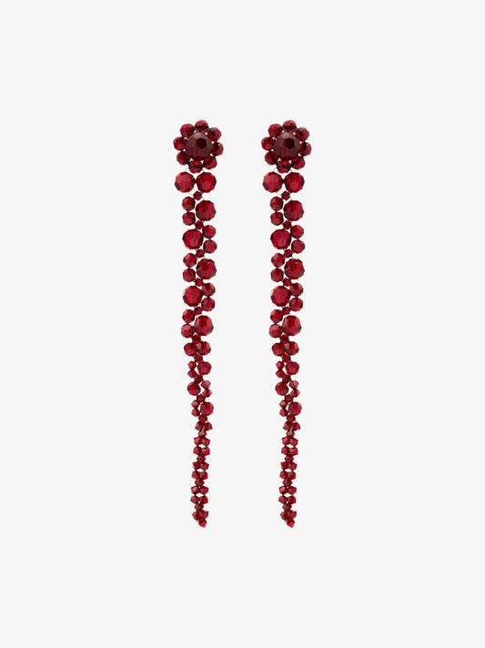 Red Crystal Flower Drop Earrings